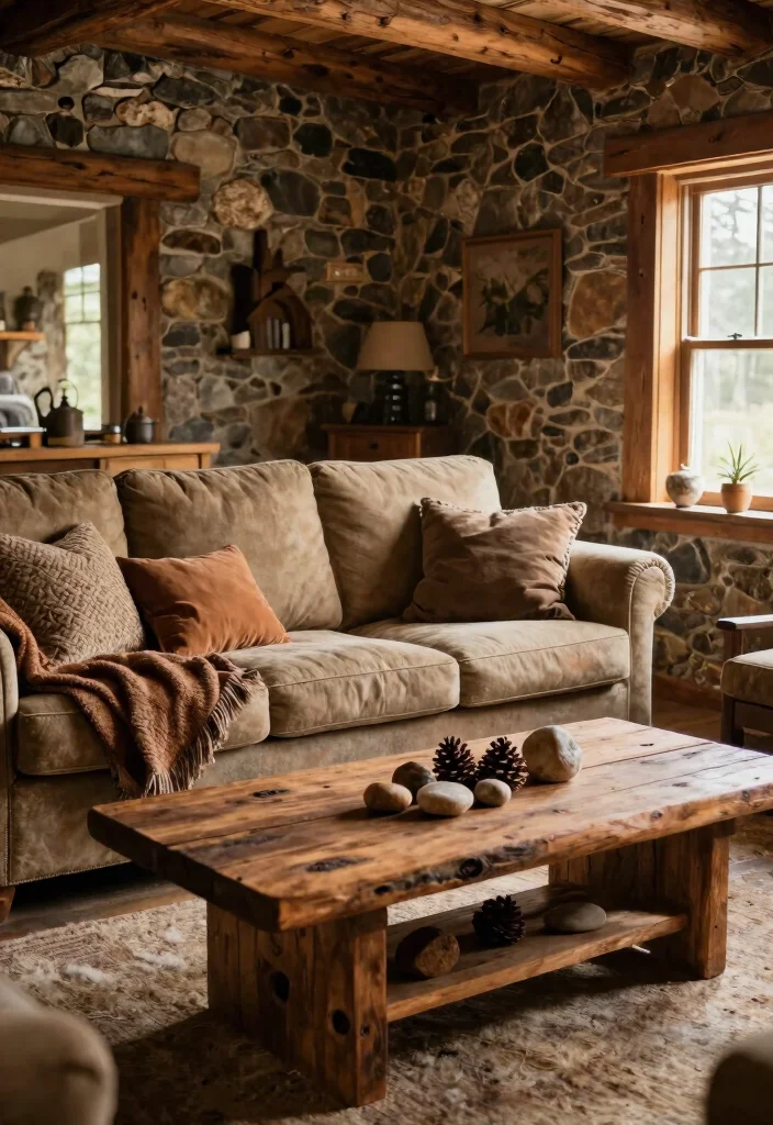 17 Vintage Couch Living Room Ideas Timeless Character 8. Rustic Cabin Retreat 0
