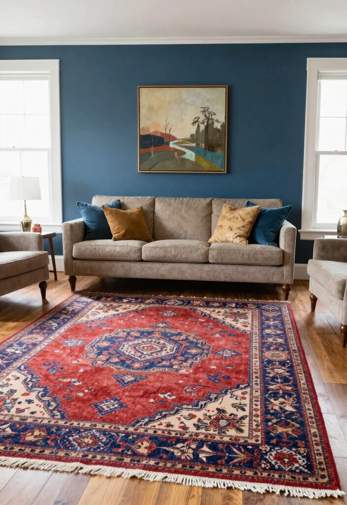 17 Vintage Rug Living Room Ideas Character Rich Style 10. Finding the Right Size 0