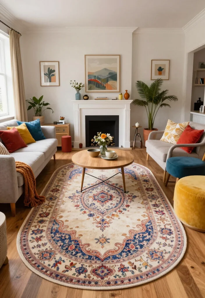 17 Vintage Rug Living Room Ideas Character Rich Style 15. Unique Shapes and Sizes 0