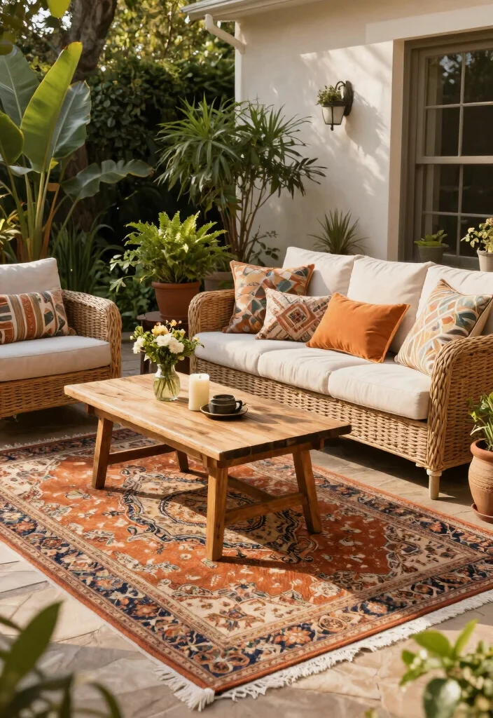 17 Vintage Rug Living Room Ideas Character Rich Style 9. Vintage Rugs for Outdoor Spaces 0