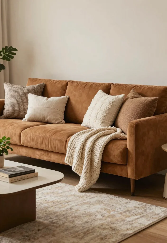 18 Caramel Sofa Living Room Ideas Warm Trendy Neutrals 1. Layering Textures for Depth 0