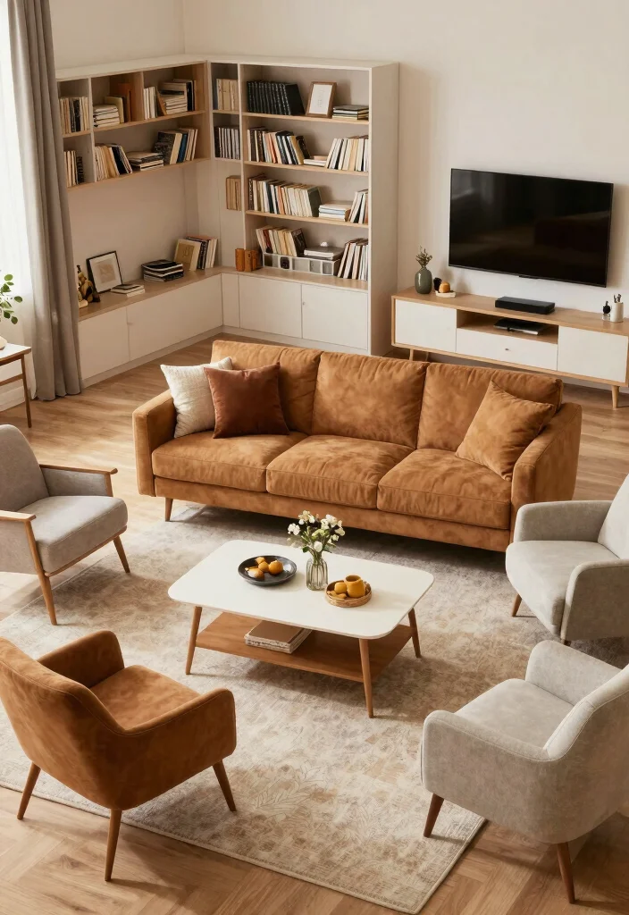 18 Caramel Sofa Living Room Ideas Warm Trendy Neutrals 10. Functional Furniture Arrangements 0