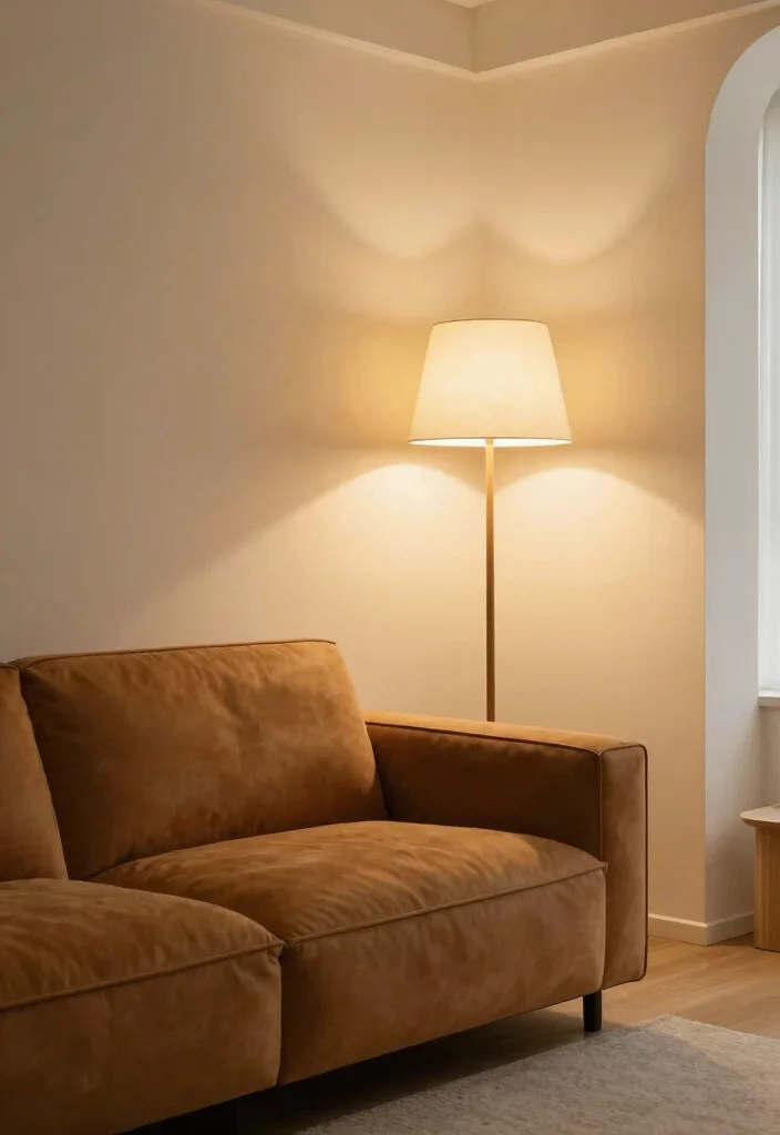 18 Caramel Sofa Living Room Ideas Warm Trendy Neutrals 9. Soft Lighting for Warmth 0