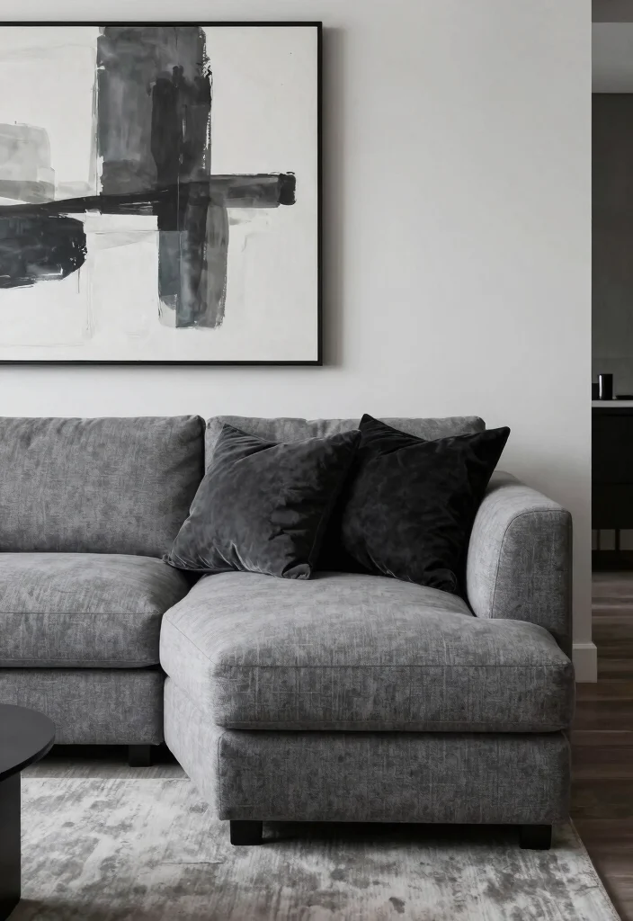 18 Corner Couch Living Room Layout Ideas Smart and Spacious 16. Monochrome Bliss 0