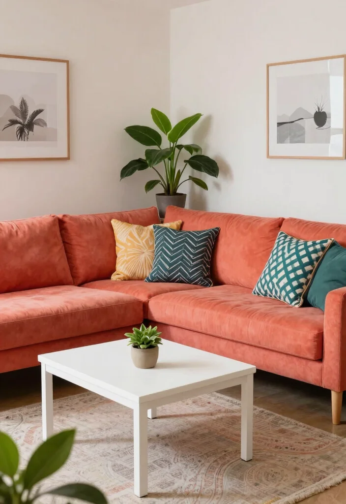 18 Corner Couch Living Room Layout Ideas Smart and Spacious 8. Color Pop 0