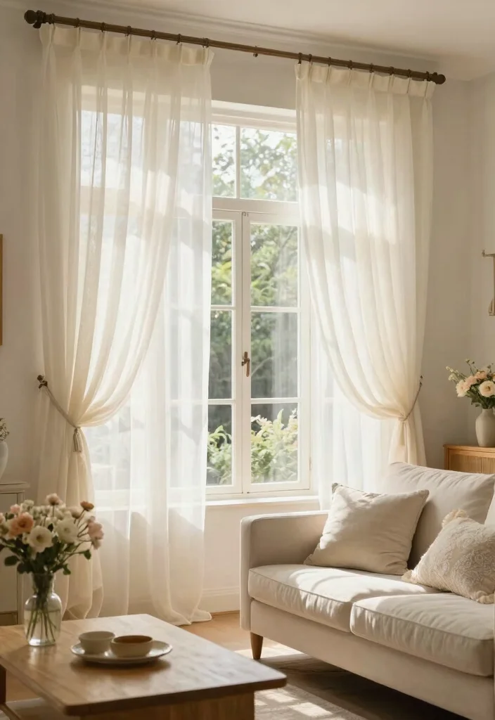 18 Curtain Designs Living Room Ideas Stylish and Functional 13. Classic Tulle Curtains 0
