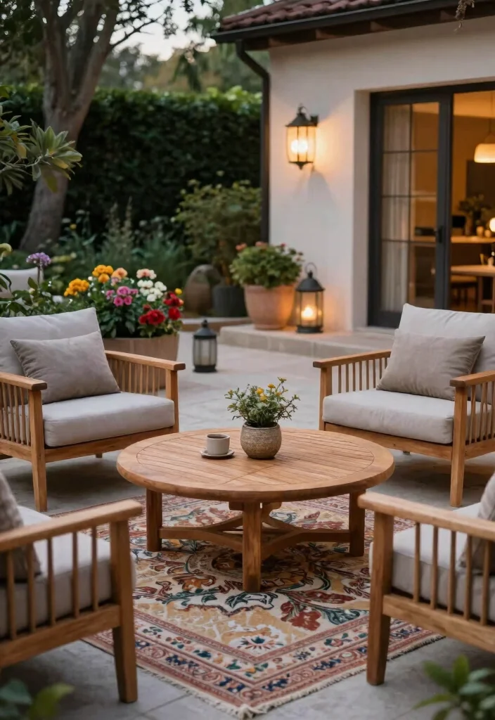 18 Living Room Round Coffee Table Ideas for a Soft Balanced Layout 11. Outdoor Inspiration 0