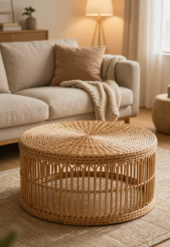 18 Living Room Round Coffee Table Ideas for a Soft Balanced Layout 15. Textured Tones 0