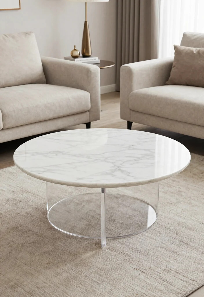 18 Living Room Round Coffee Table Ideas for a Soft Balanced Layout 16. Floating Designs 0