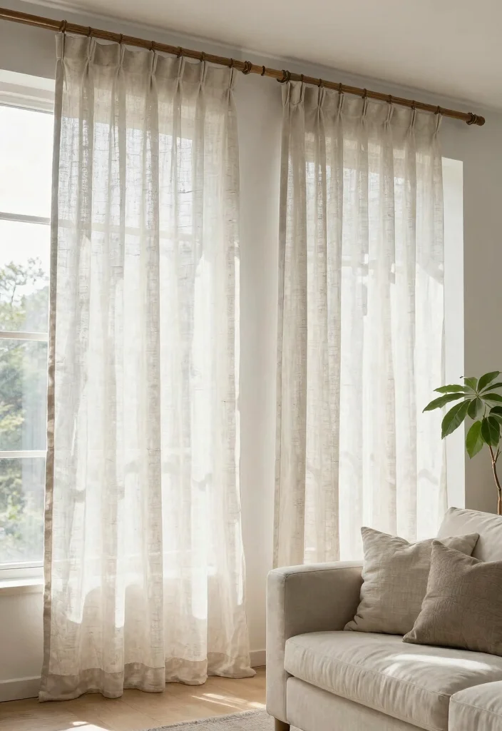 18 Window Curtains Living Room Ideas To Frame Any Space 1. Light Filtering Linen Curtains 0