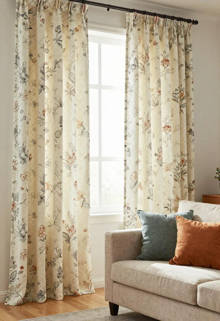 18 Window Curtains Living Room Ideas To Frame Any Space 11. Quilted Fabric Curtains 0
