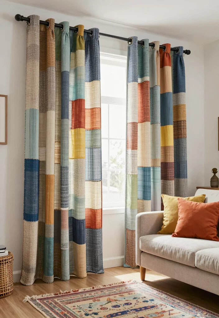 18 Window Curtains Living Room Ideas To Frame Any Space 13. Custom Made Curtains from Upcycled Fabrics 0