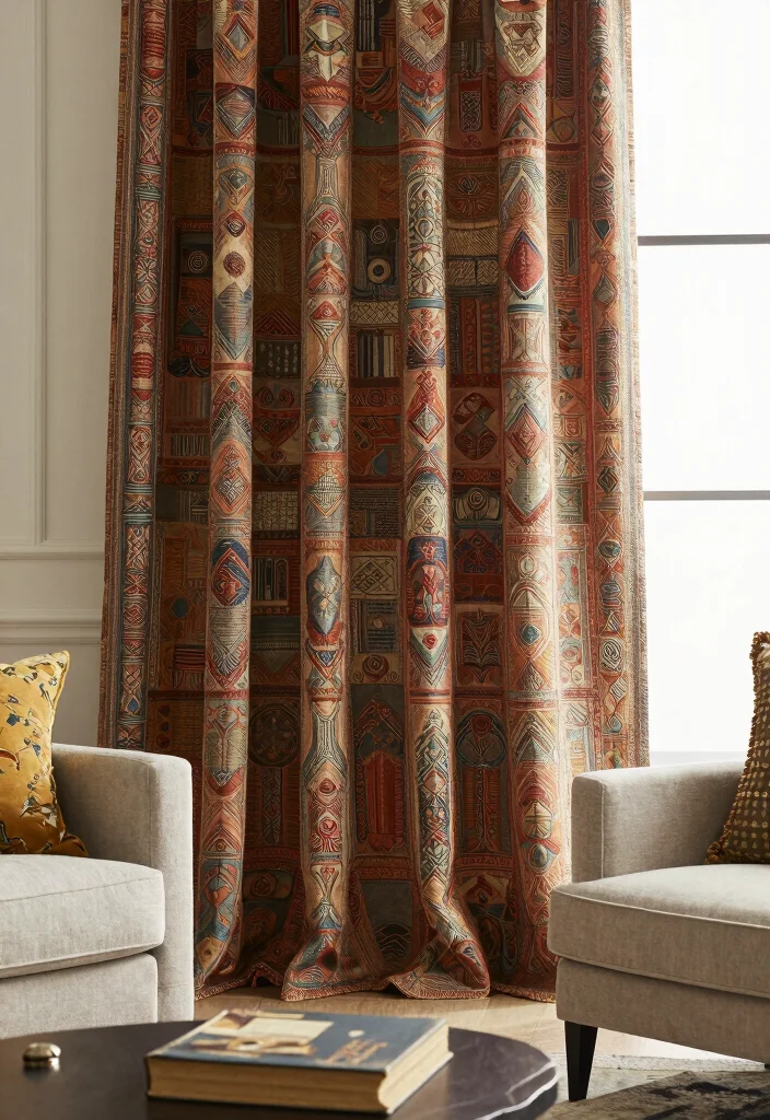 18 Window Curtains Living Room Ideas To Frame Any Space 6. Vintage Tapestry Curtains 0