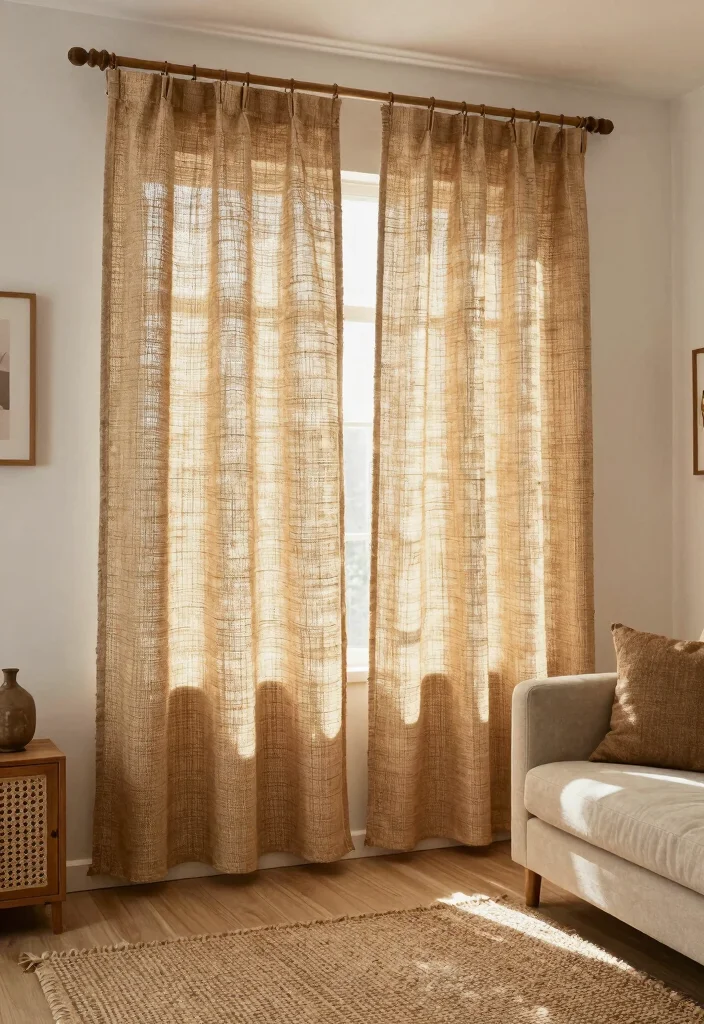 18 Window Curtains Living Room Ideas To Frame Any Space 7. Jute Window Treatments 0