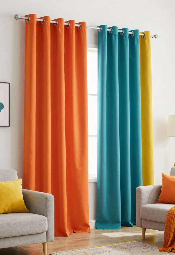 18 Window Curtains Living Room Ideas To Frame Any Space 9. Color Blocked Curtains 0