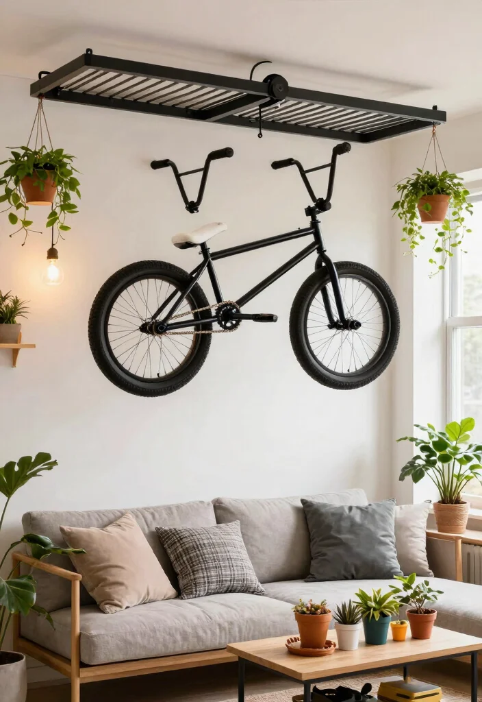 12 BMX Bike Storage Ideas for Riders With Limited Space 3. Overhead Bike Storage 0