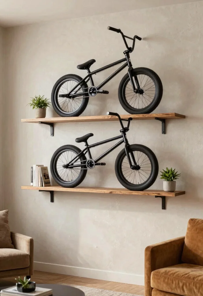 12 BMX Bike Storage Ideas for Riders With Limited Space 6. Decorative Bike Shelves 0