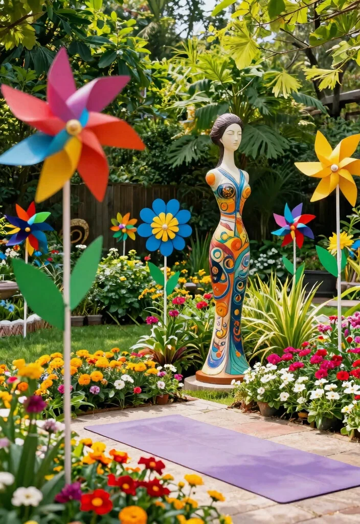 12 Backyard Yoga Space Ideas for a Private Outdoor Retreat 11. Artful Garden Sculptures 0