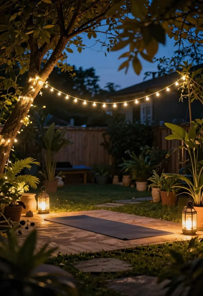 12 Backyard Yoga Space Ideas for a Private Outdoor Retreat 9. Outdoor Lighting Magic 0
