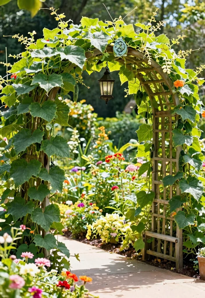 12 Cucumber Arch Trellis Concepts for a Productive Vertical Garden 11. Arched Trellis with Decorative Accents 0