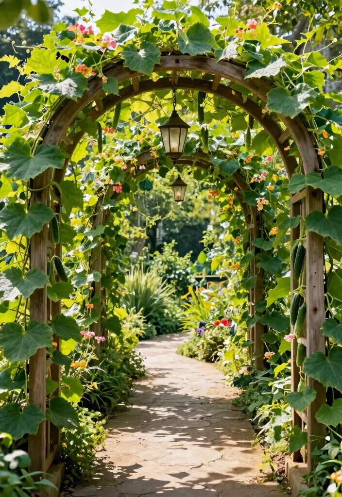 12 Cucumber Arch Trellis Concepts for a Productive Vertical Garden 6. Arched Garden Pathway Trellis 0