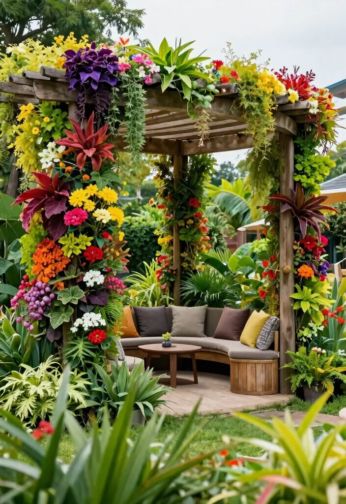 12 Curved Pergola Concepts That Make a Bold Garden Statement 9. Curved Pergola Incorporating Vertical Gardens 0