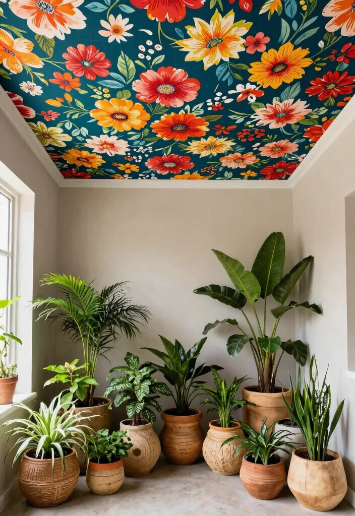 12 Fabric Ceiling Concepts That Transform a Plain Room Instantly 2. Bold Patterns for a Statement 0