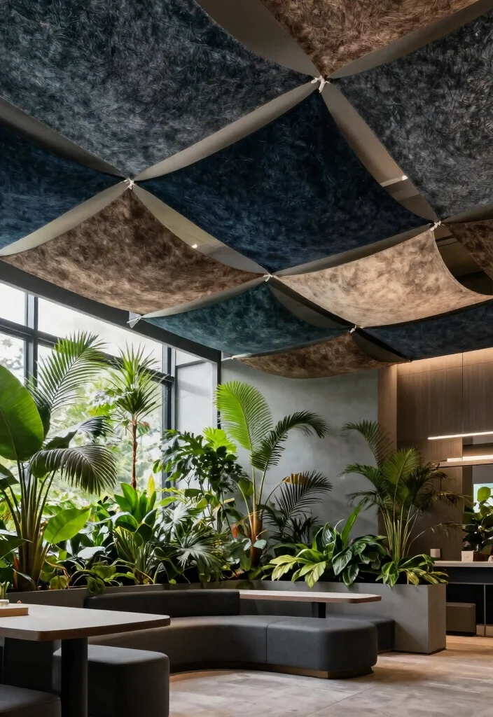 12 Fabric Ceiling Concepts That Transform a Plain Room Instantly 8. Ceiling Panels for the Modern Look 0