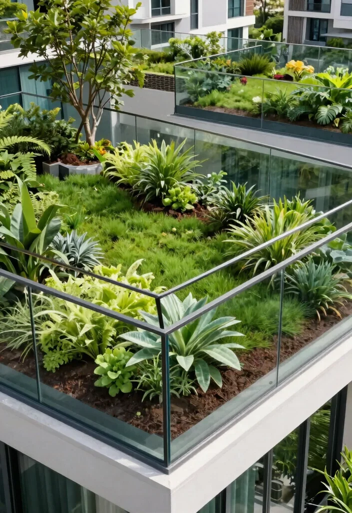 12 Glass Juliet Balcony Ideas That Elevate Any Home Facade 12. Green Roof Integration 0