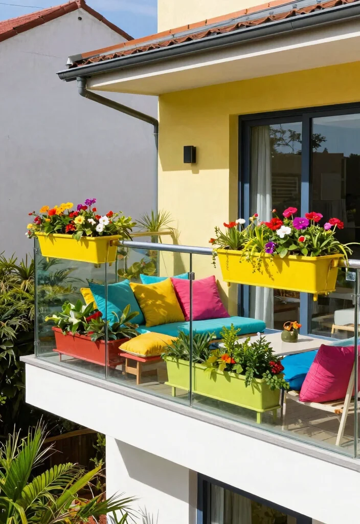 12 Glass Juliet Balcony Ideas That Elevate Any Home Facade 5. Bold Color Accents 0