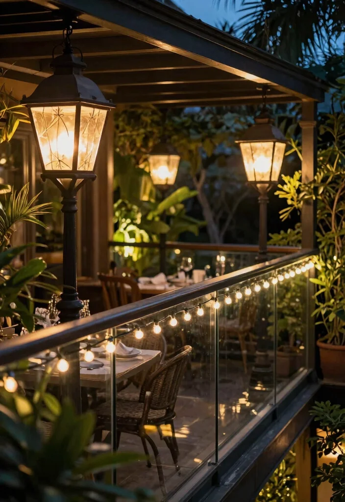 12 Glass Juliet Balcony Ideas That Elevate Any Home Facade 9. Statement Lighting 0