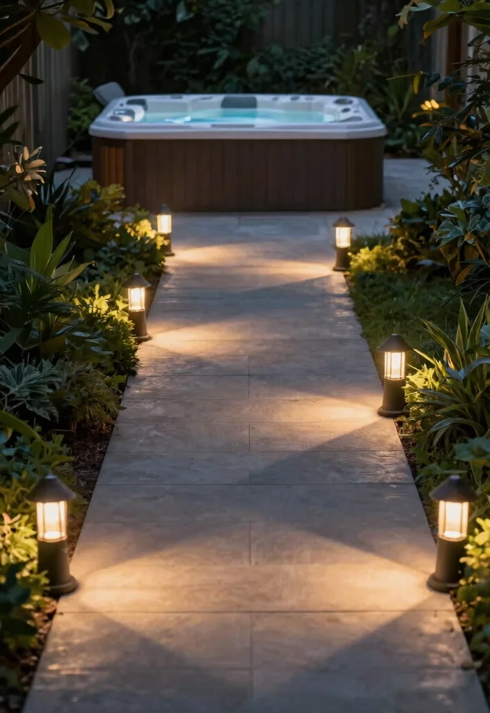 12 Hot Tub Illumination Ideas for the Perfect Relaxing Atmosphere 10. Pathway Lighting for Safety and Style 0