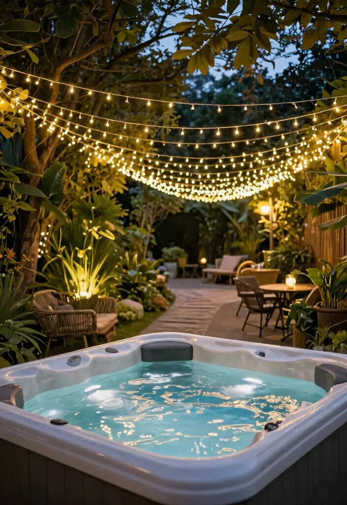 12 Hot Tub Illumination Ideas for the Perfect Relaxing Atmosphere 2. Fairy Lights for Whimsical Charm 0