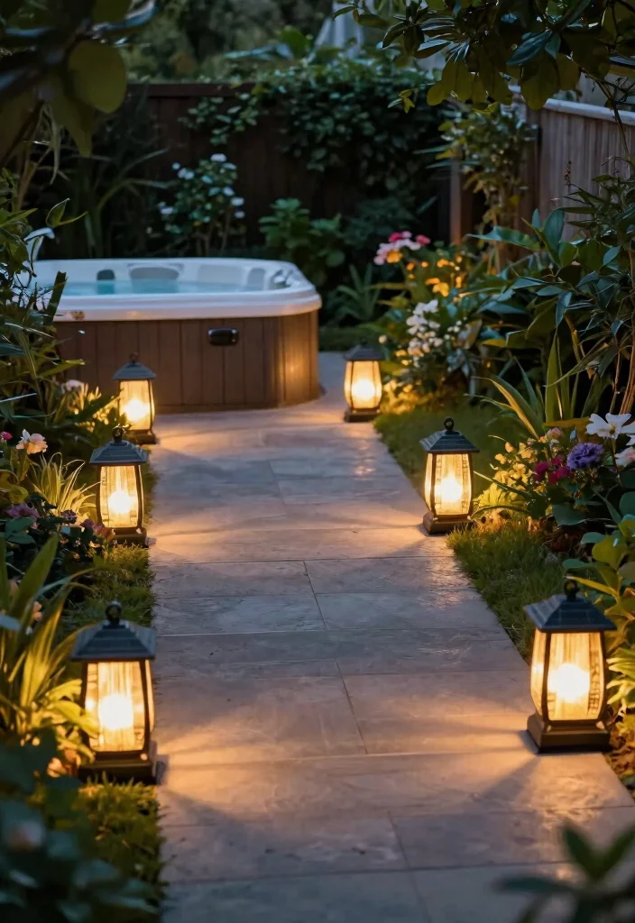 12 Hot Tub Illumination Ideas for the Perfect Relaxing Atmosphere 3. Solar Garden Lanterns for Eco Friendly Lighting 0