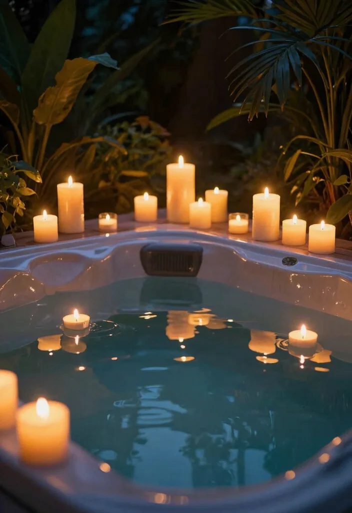 12 Hot Tub Illumination Ideas for the Perfect Relaxing Atmosphere 4. Candles for a Romantic Touch 0