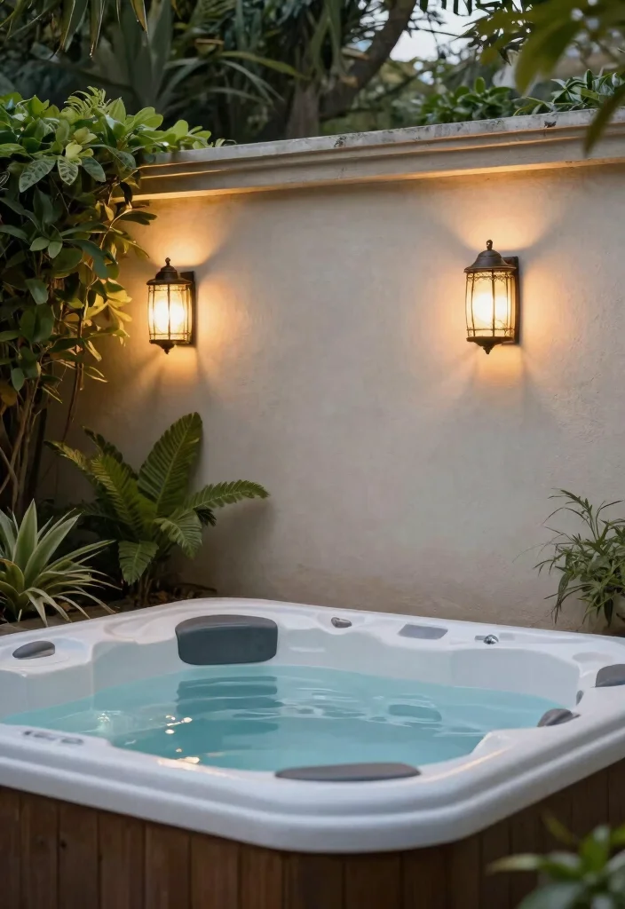 12 Hot Tub Illumination Ideas for the Perfect Relaxing Atmosphere 5. Wall Sconces for Stylish Elegance 0