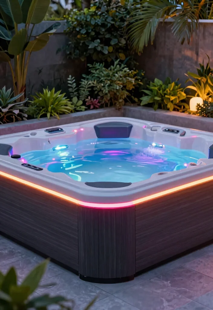 12 Hot Tub Illumination Ideas for the Perfect Relaxing Atmosphere 6. LED Strip Lights for Modern Flair 0