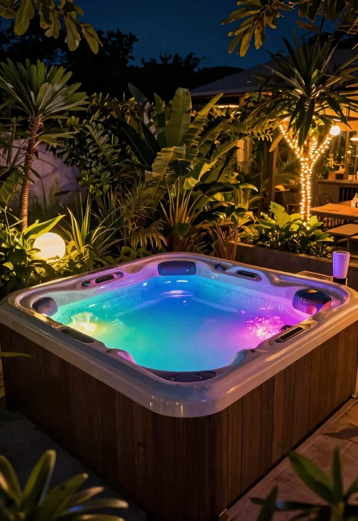 12 Hot Tub Illumination Ideas for the Perfect Relaxing Atmosphere 9. Color Changing Lights for Fun Vibes 0