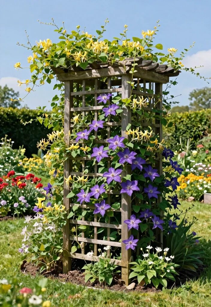 12 Plant Fence Ideas for a Natural Privacy Screen 1. Climbing Vines on Trellises 0
