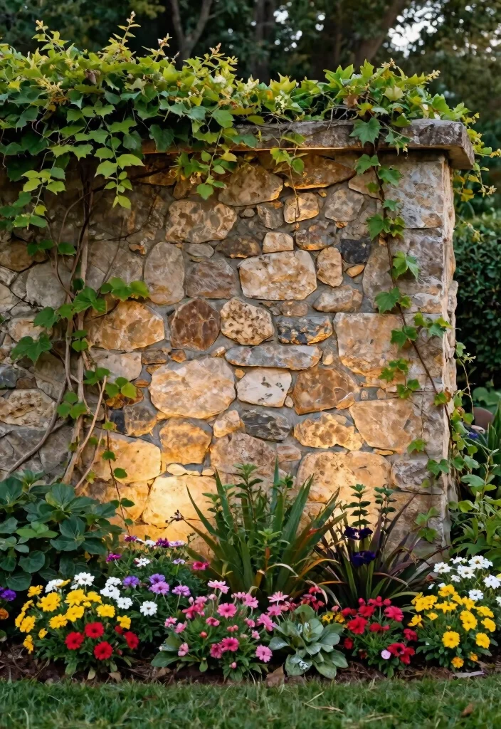 12 Plant Fence Ideas for a Natural Privacy Screen 11. Decorative Stone Walls with Plants 0