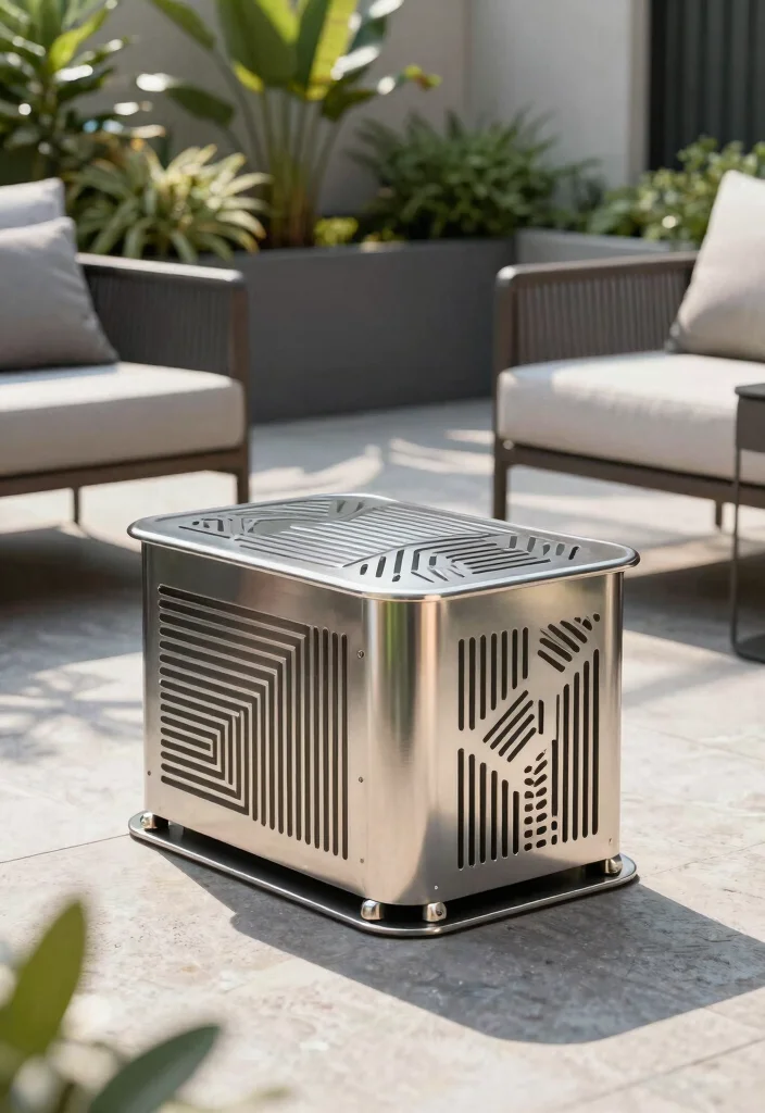 12 Pool Pump Cover Ideas That Look Good and Stay Functional 10. Custom Metal Covers 0