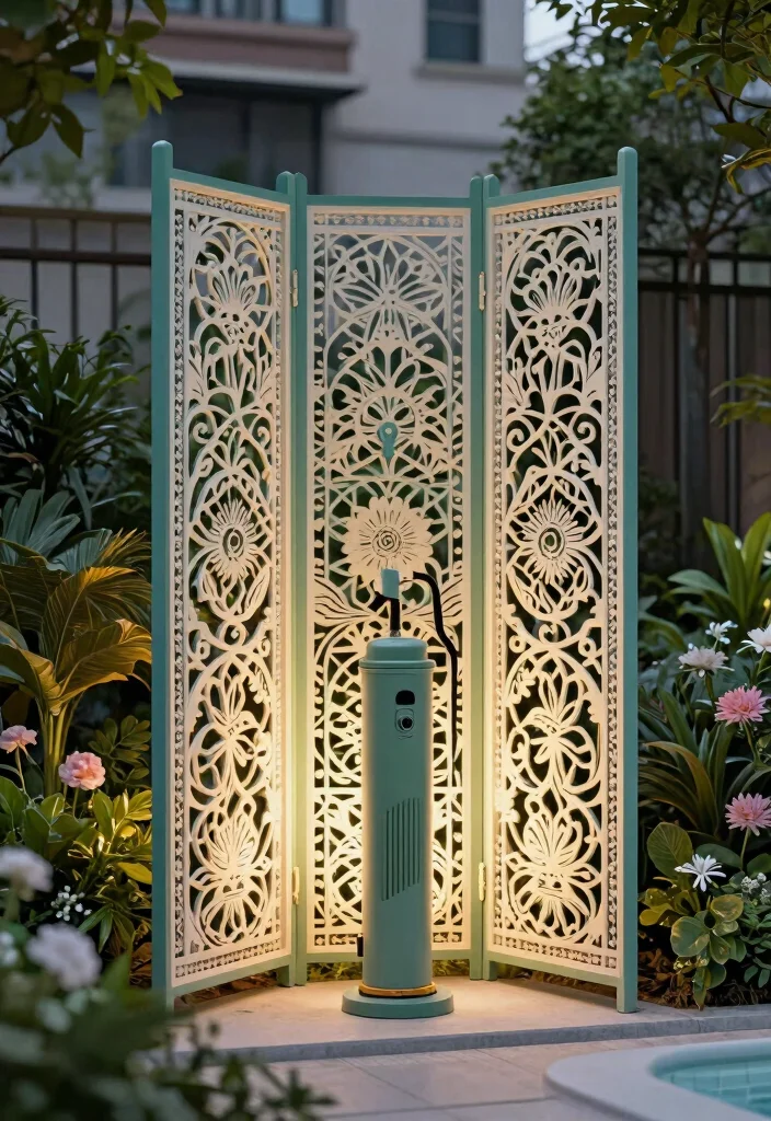 12 Pool Pump Cover Ideas That Look Good and Stay Functional 8. Decorative Screen Panels 0
