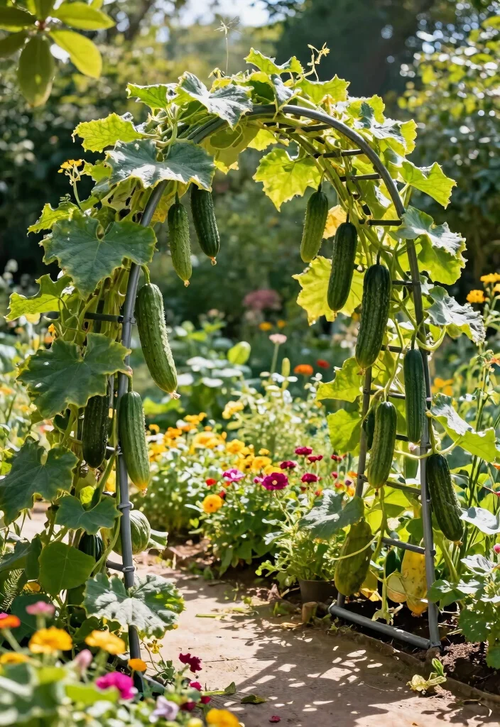 12 Pumpkin Trellis Designs That Support Heavy Vines in Small Gardens 10. Cucumber Arch Trellis 0