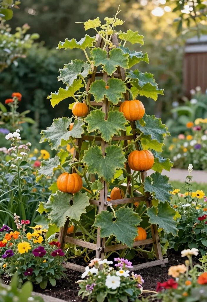 12 Pumpkin Trellis Designs That Support Heavy Vines in Small Gardens 6. Fan Shaped Trellis 0