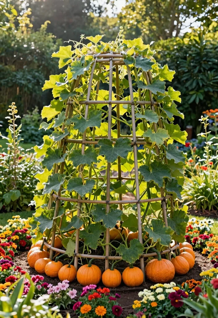 12 Pumpkin Trellis Designs That Support Heavy Vines in Small Gardens 8. Circular Trellis 0