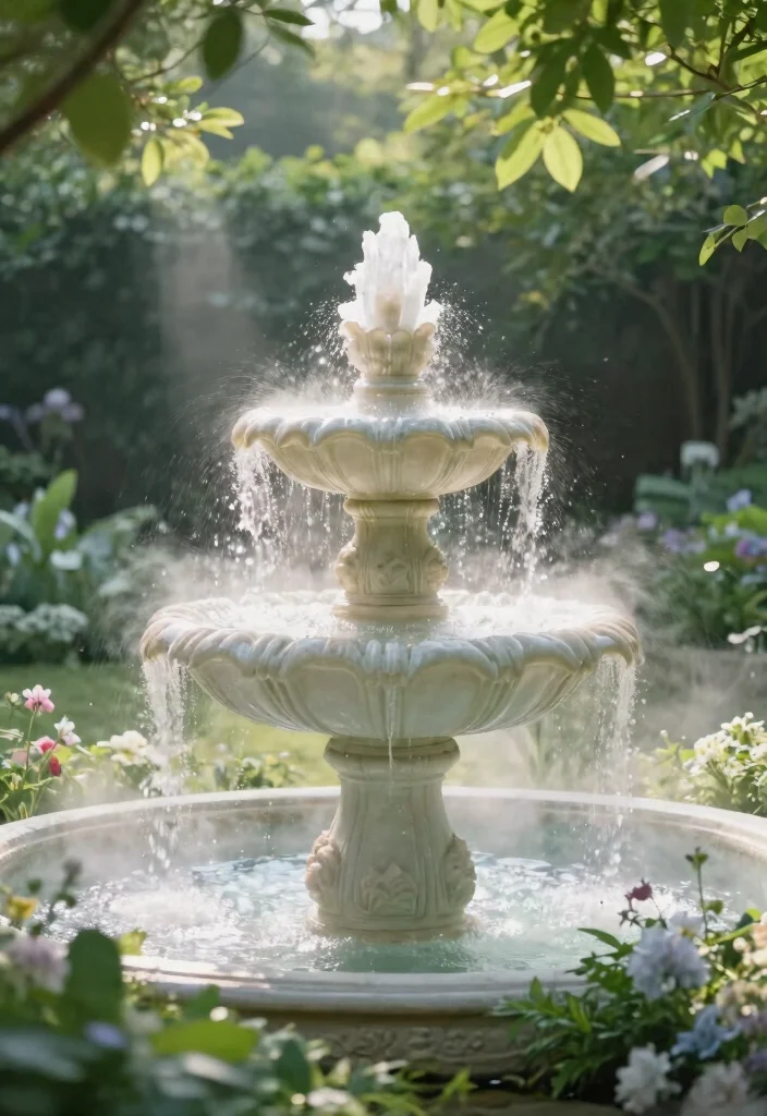 12 Solar Fountain Ideas That Run Without Electricity in Any Garden 12. Elegant Mist Fountain 0