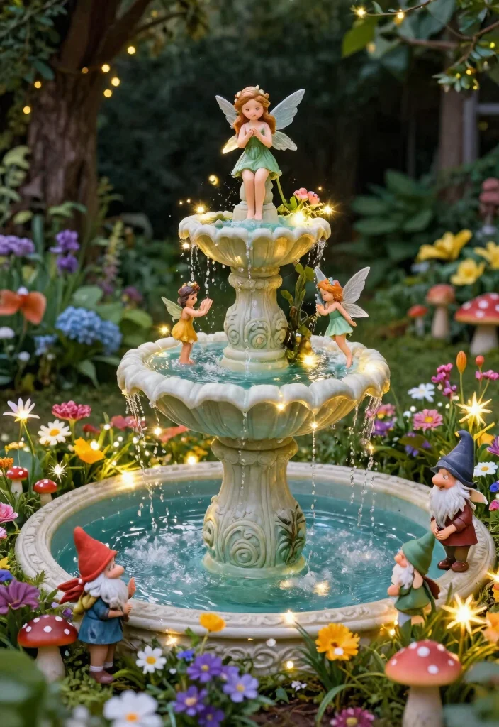 12 Solar Fountain Ideas That Run Without Electricity in Any Garden 5. Whimsical Fairy Tale Fountain 0