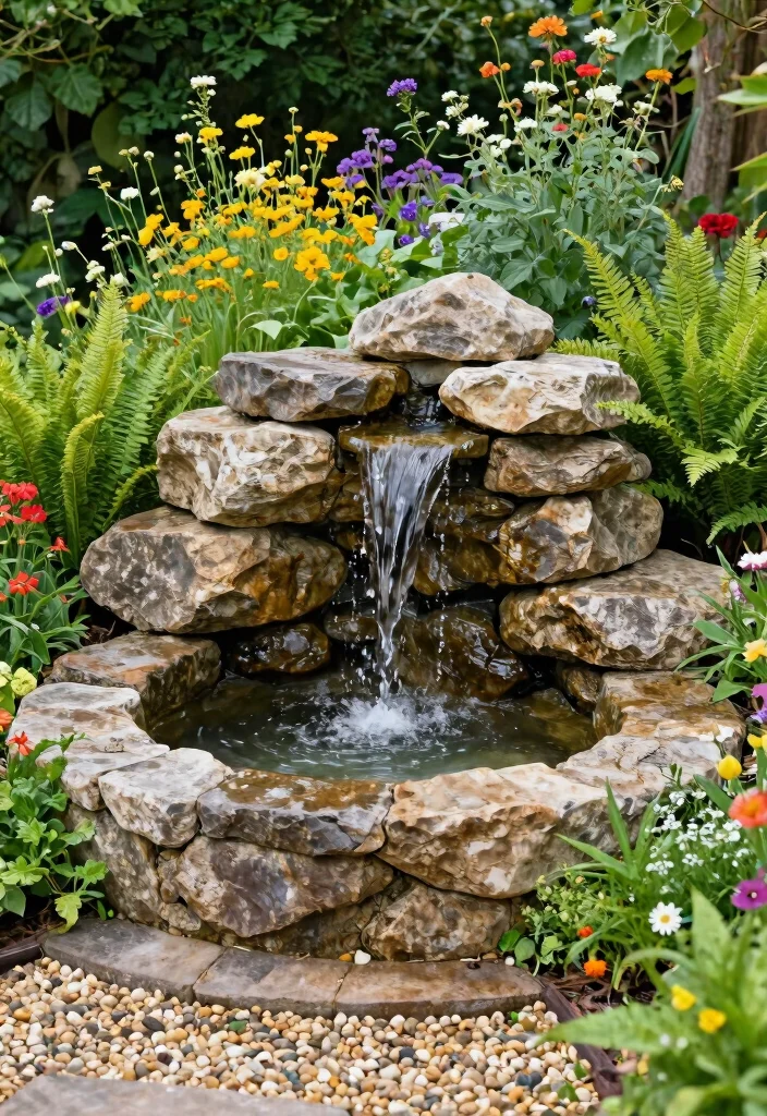 12 Solar Fountain Ideas That Run Without Electricity in Any Garden 6. Stone Cascade Fountain 0