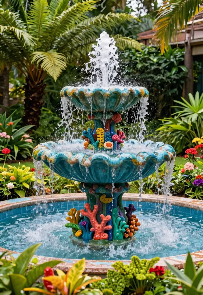 12 Solar Fountain Ideas That Run Without Electricity in Any Garden 9. Coral Reef Fountain 0