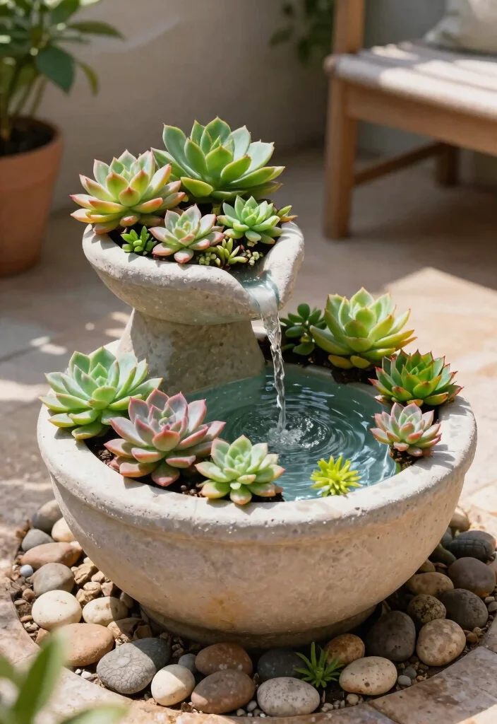 12 Water Trough Fountain Ideas for a Rustic Garden Focal Point 10. Mini Water Trough with Succulents 0